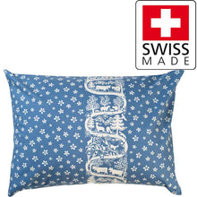 Load image into Gallery viewer, Bettwäsche Kissen Trachtenblau Scherenschnitt Swiss Made
