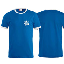 Load image into Gallery viewer, Edelweiss bicolor T-shirt, blue, Edelweiss Brst

