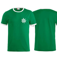 Load image into Gallery viewer, Edelweiss bicolor T-shirt, green, Edelweiss chest
