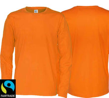 Lade das Bild in den Galerie-Viewer, Herren T-Shirt Langarm Orange, Fairtrade Zertifiziert.
