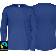 Load image into Gallery viewer, Herren T-Shirt Langarm Royal Blue, Fairtrade Zertifiziert.

