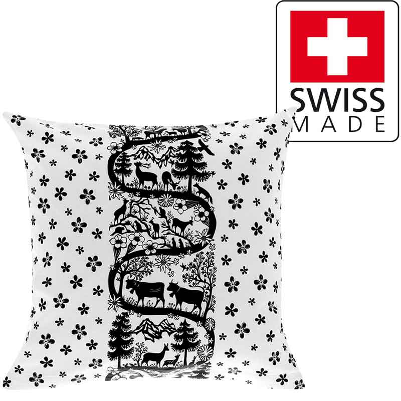 Dekokissen Scherenschnitt Swiss Made Weiss