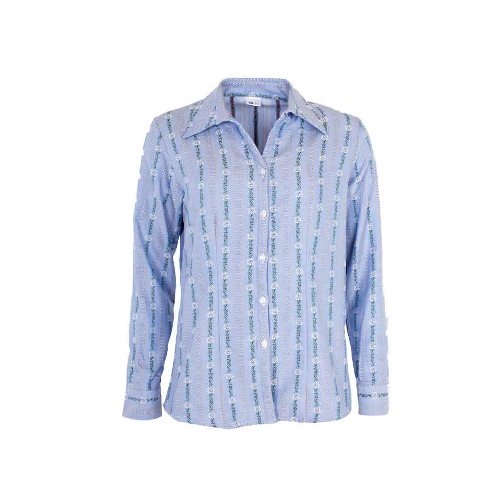 Edelweiss Blusen langarm kragen Original Blau