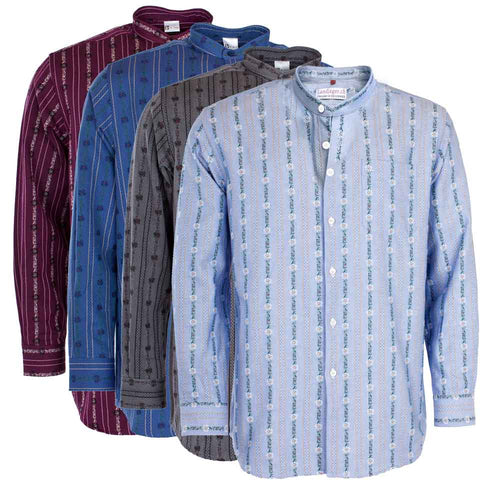 Edelweiss shirt with stand-up collar long sleeve 100% cotton