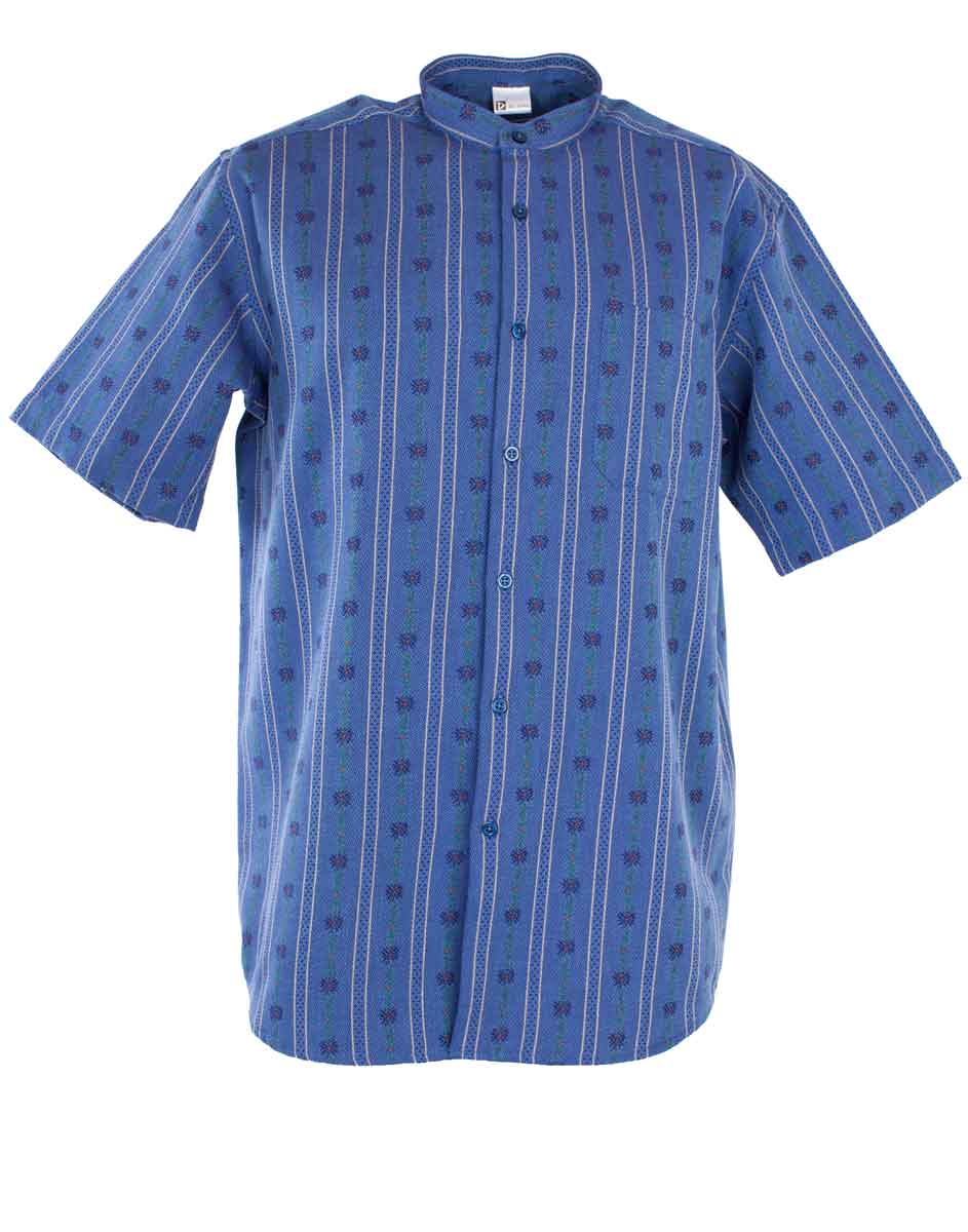 Edelweiss Hemd Stehkragen Kurzarm 100% Baumwolle