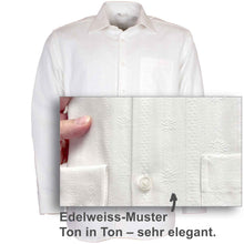 Lade das Bild in den Galerie-Viewer, Original Edelweiss Hemden 100% Baumwolle, mit Kragen in Weiss Musterung Ton-in Ton - sehr elegant
