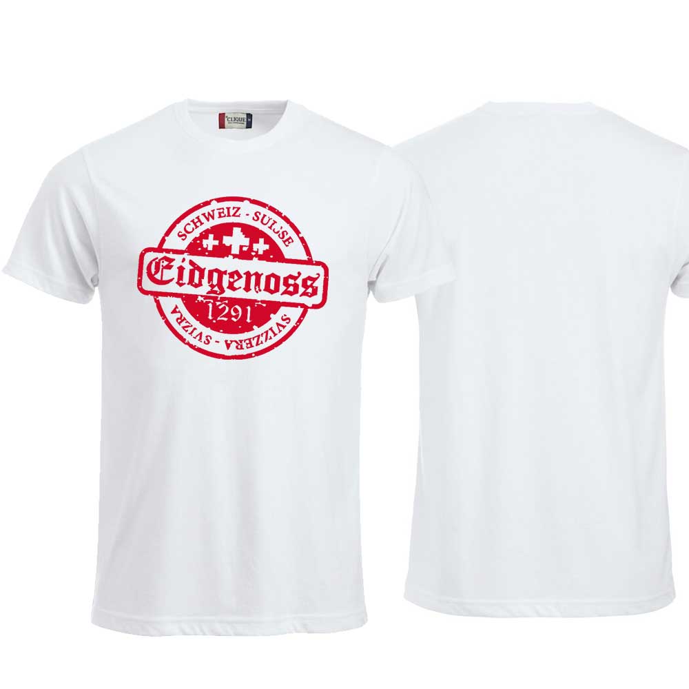 T-Shirt Weiss, Eidgenoss Stempel