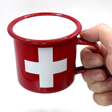 Charger l&#39;image dans la galerie, Emaille Becher mit Schweizerkreuz
