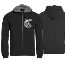 Lade das Bild in den Galerie-Viewer, Kapuzenjacke Fisch ( Forelle), Schwarz, Brust 
