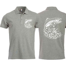 Charger l'image dans la galerie, Polo mit Fisch (Forelle), grau, Brust &amp; Rücken
