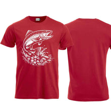 Lade das Bild in den Galerie-Viewer, T-Shirt Fisch (Forelle), Rot, Brust gross
