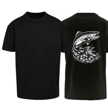Charger l'image dans la galerie, Oversize T-Shirt Fisch (Forelle), Schwarz, Rücken

