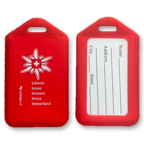 Gepäcketikette Edelweiss mit Schweizerkreuz