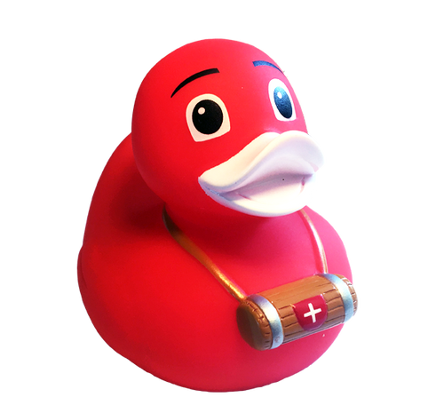 Bathing duck with Swiss cross