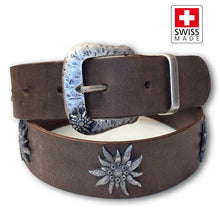 Load image into Gallery viewer, Leather belt Edelweiss Swiss Made
