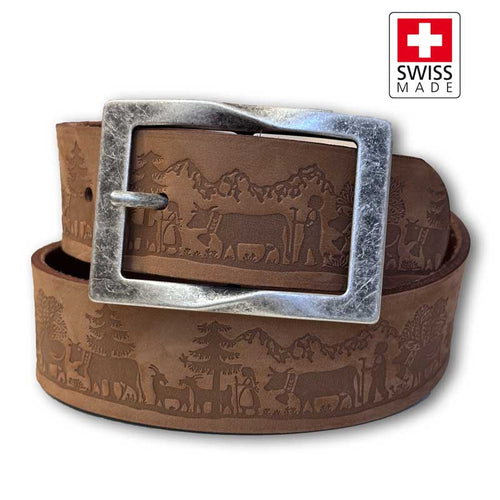 Leather belt scissor cut Swiss Made