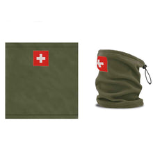 Carica l&#39;immagine nel visualizzatore di Gallery, Halswärmer / Nackenwärmer in Olive, Schweizerkreuz 
