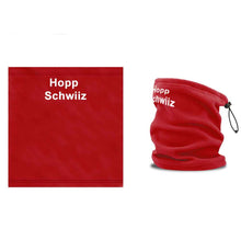 Carica l&#39;immagine nel visualizzatore di Gallery, Halswärmer / Nackenwärmer in Rot, Text Hopp Schwiiz

