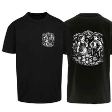 Charger l'image dans la galerie, Oversize T-Shirt Heidi &amp; Peter, Schwarz, Vorne gross &amp; Hinten

