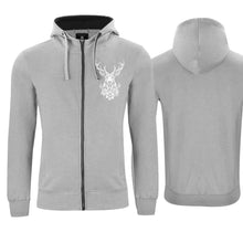 Lade das Bild in den Galerie-Viewer, Kapuzenjacke mit Hirsch, Hellgrau, Brust klein
