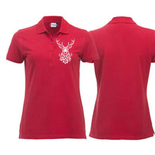 Lade das Bild in den Galerie-Viewer, Polo Damen mit Hirsch, Rot, Brust klein 
