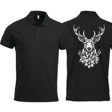 Lade das Bild in den Galerie-Viewer, Polo mit Hirsch, Schwarz, Rücken gross
