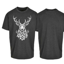 Lade das Bild in den Galerie-Viewer, Oversize T-Shirt mit Hirsch, Grau, Brust gross

