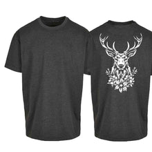Lade das Bild in den Galerie-Viewer, Oversize T-Shirt mit Hirsch, Grau, Rücken gross
