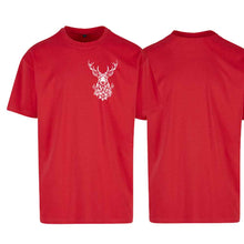 Lade das Bild in den Galerie-Viewer, Oversize T-Shirt mit Hirsch, Rot, Brust klein 
