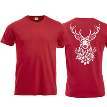 Lade das Bild in den Galerie-Viewer, T-Shirt mit Hirschmotiv, Rot, Rücken gross

