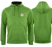 Load image into Gallery viewer, Hoodie Grünmeliert mit Edelweiss
