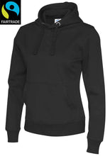 Charger l&#39;image dans la galerie, Hoodie Women Bio-Fair Schwarz Fairtrade
