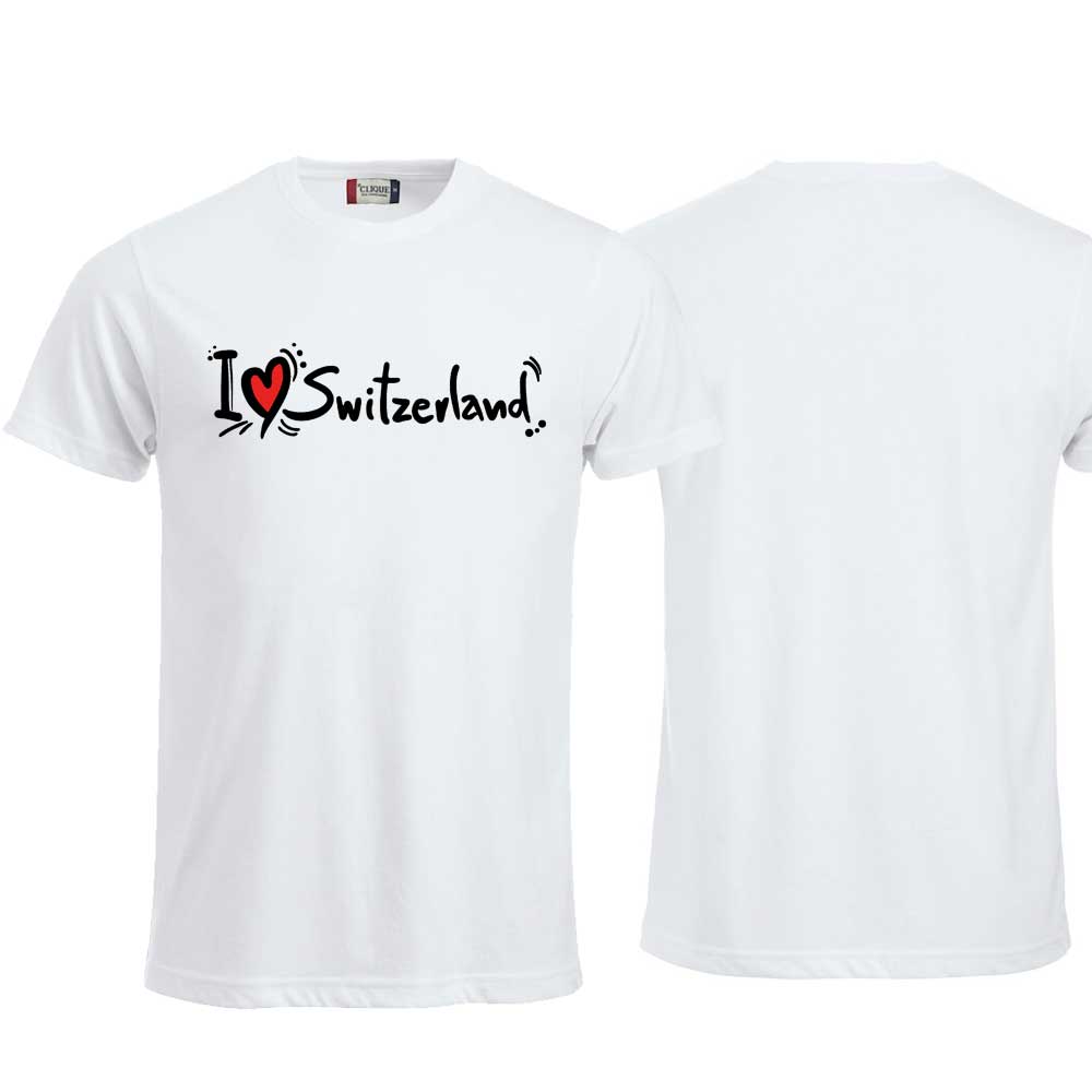 T-Shirt Weiss, I Love Switzerland