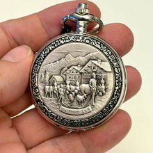 Load image into Gallery viewer, Pocket watch "Alpaufzug" with chain P-06, Swiss Made
