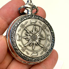 Lade das Bild in den Galerie-Viewer, Taschenuhr "Edelweiss" mit Kette P-19, Swiss Made
