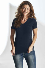 Charger l&#39;image dans la galerie, Stretch T-Shirt Damen Navy, Fairtrade 
