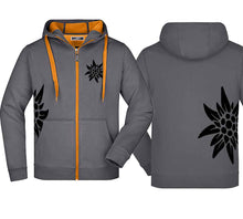 Load image into Gallery viewer, Edelweiss hooded jacket, carbon/orange, black Edelweiss
