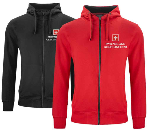 Kapuzenjacke «Switzerland Great Since 1291», gestickt