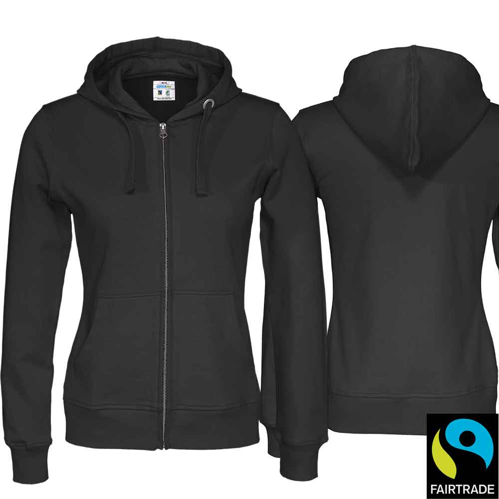 Kapuzenjacke Damen Schwarz, Fairtrade