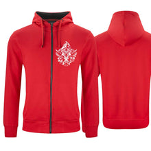 Charger l&#39;image dans la galerie, Kapuzenjacke Rot mit Schweizer Kuh und Matterhorn
