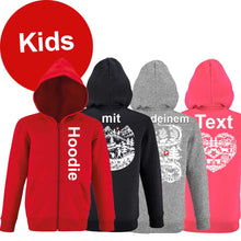 Load image into Gallery viewer, Kids Kapuzenjacke mit Scherenschnitt und eigenem Text zum Personalisieren
