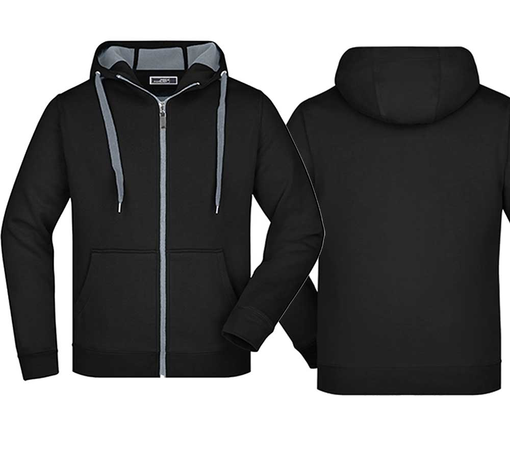 Zweifarbige Kapuzenjacke Schwarz Carbon