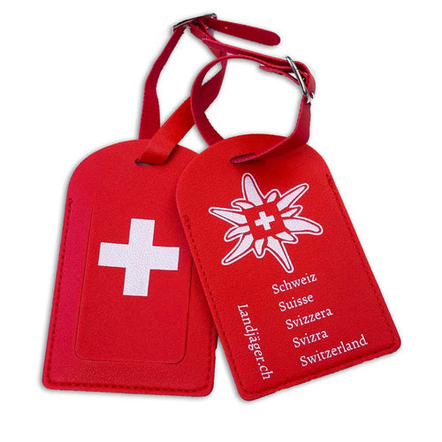 Gepäcketikette Leder mit Schweizerkreuz