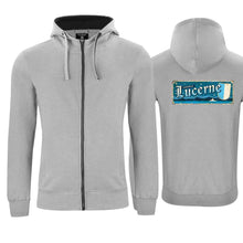 Carica l&#39;immagine nel visualizzatore di Gallery, Kapuzenjacke Grau, Lucerne (Englisch) Wappen / Schild
