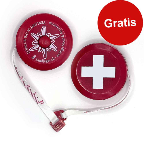 Gratis Massband Edelweiss mit Schweizerkreuz
