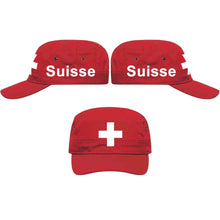 Lade das Bild in den Galerie-Viewer, Militär Cap Rot mit Schweizerkreuz, Text Suisse
