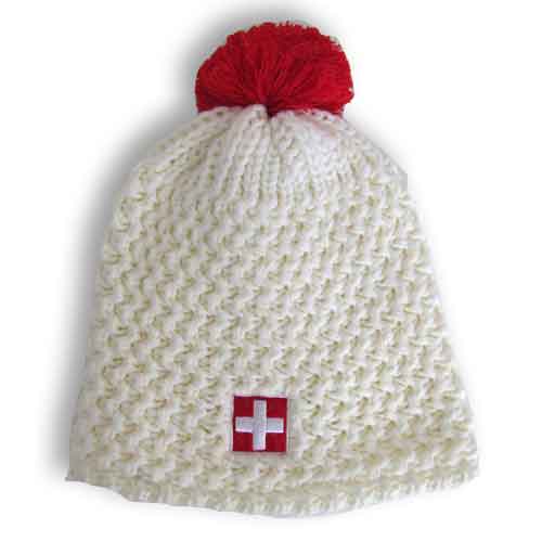 Cappello bianco con pompon
