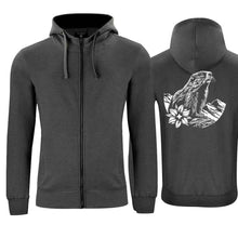 Lade das Bild in den Galerie-Viewer, Kapuzenjacke mit Alpen-Murmeltier, Anthrazit, Rücken gross
