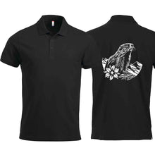 Lade das Bild in den Galerie-Viewer, Polo Unisex mit Murmeltier, Schwarz,  Rücken gross
