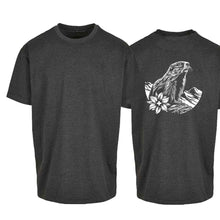 Lade das Bild in den Galerie-Viewer, Oversize T-Shirt mit Murmeltier, Graumeliert, Rücken gross

